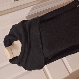 White+Warren Small Cowl Adjustable Neck Gray Wool Cotton Blend Sweater